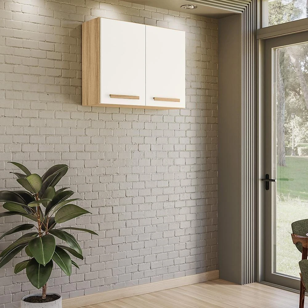 Armario Aereo De Cozinha Intenza 80 Cm Com 2 Portas Freijo/off White