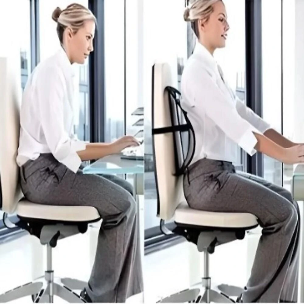 Encosto Lombar Carro Cadeira Veicular Corretor Postural Apoio Para Costas Ergonômico - Preto