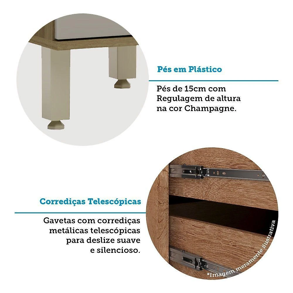 Cozinha Modulada Compacta 5 Peças Sem Tampo E Sem Pia Isis L Avelã-mocca Laca