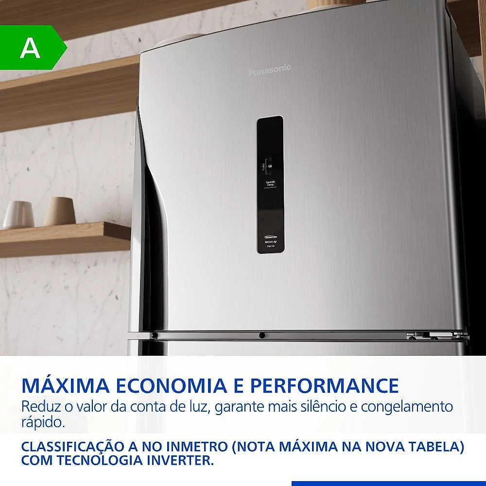 Geladeira Panasonic Ideal+ BT44 Frost Free Inverter 391L Cor Black Inox Look - NR-BT44PV3B 127V