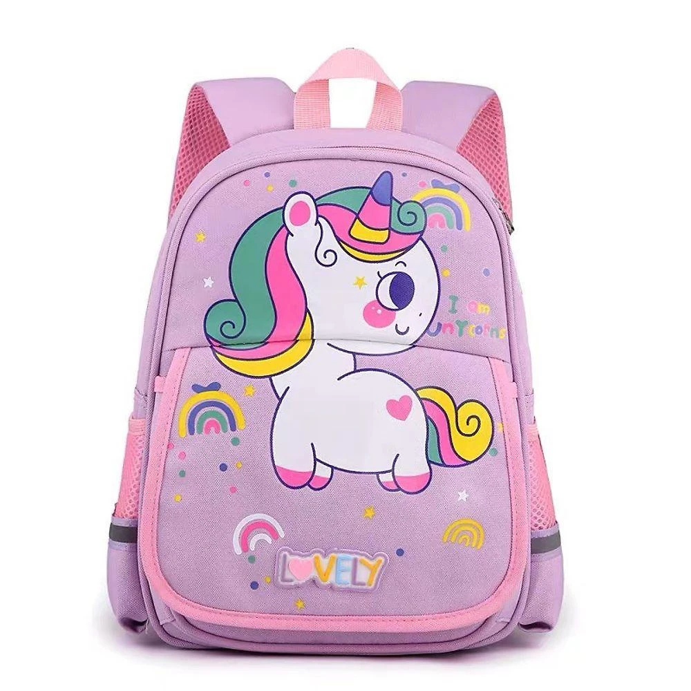 Mochila Escolar Infantil Animais Creche Menina E Menino Cor:lilás Unicórnio