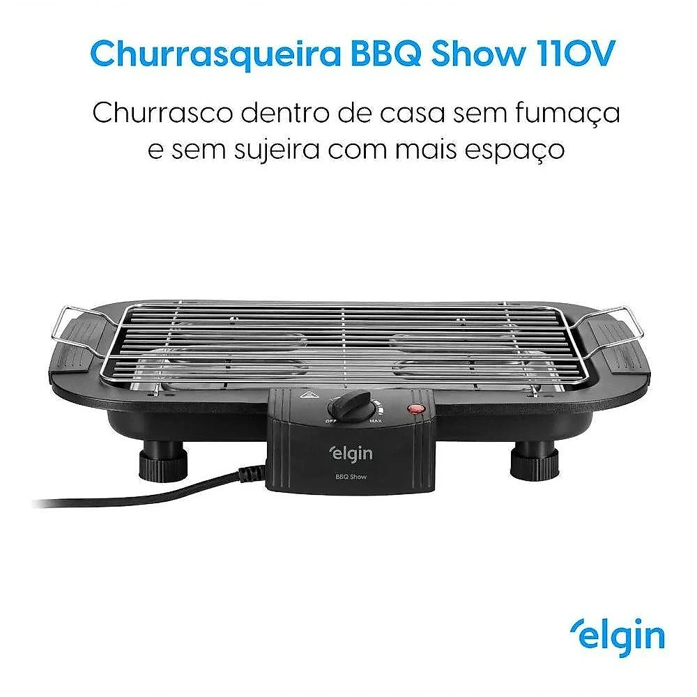 Churrasqueira Elétrica de Mesa Elgin 42CHU2001000 1800W Aço Inox Preto 110V