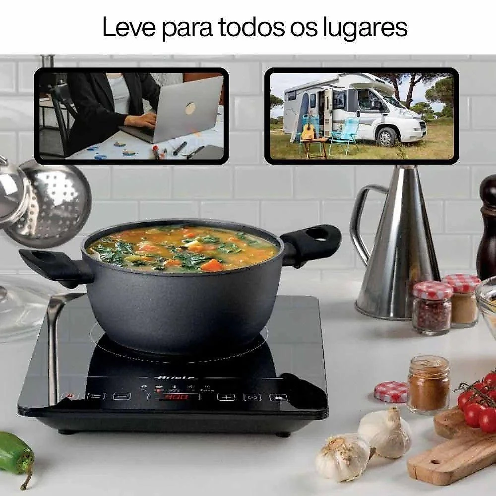 Cooktop Indução Portátil 1 Boca Touch 1200W Preto Ariete 220V