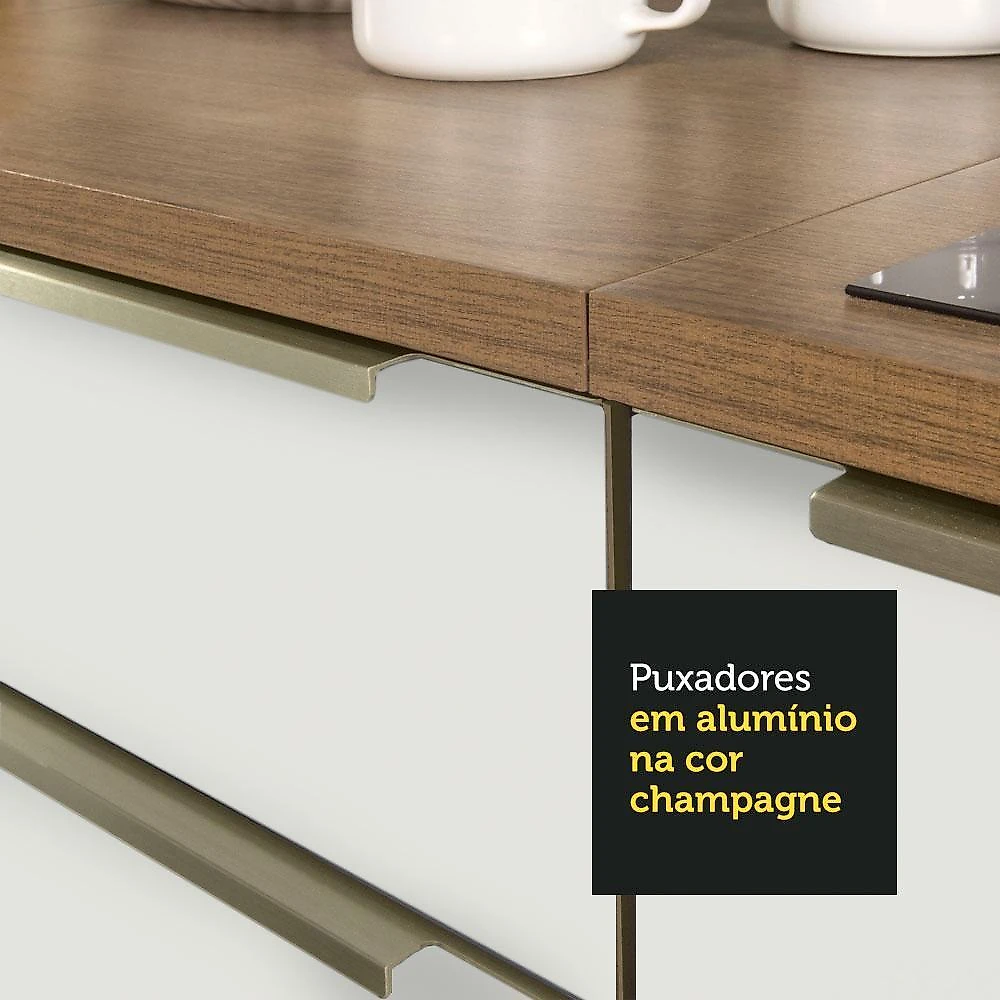 Balcão de pia 120 cm 2 portas rustic/branco veludo lux madesa
