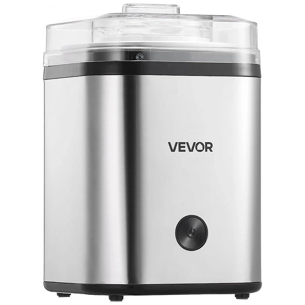 Máquina de Sorvete VEVOR 2L Prata Elétrica Tigela Duplo Isolamento Automática