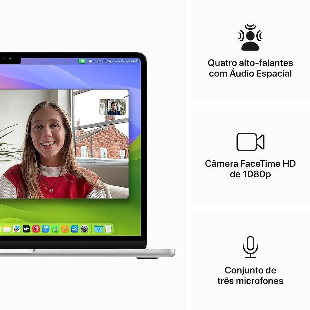 Apple MacBook Air 13", M3, CPU de 8 núcleos, GPU de 8 núcleos, 24GB RAM, 512GB SSD - Prateado