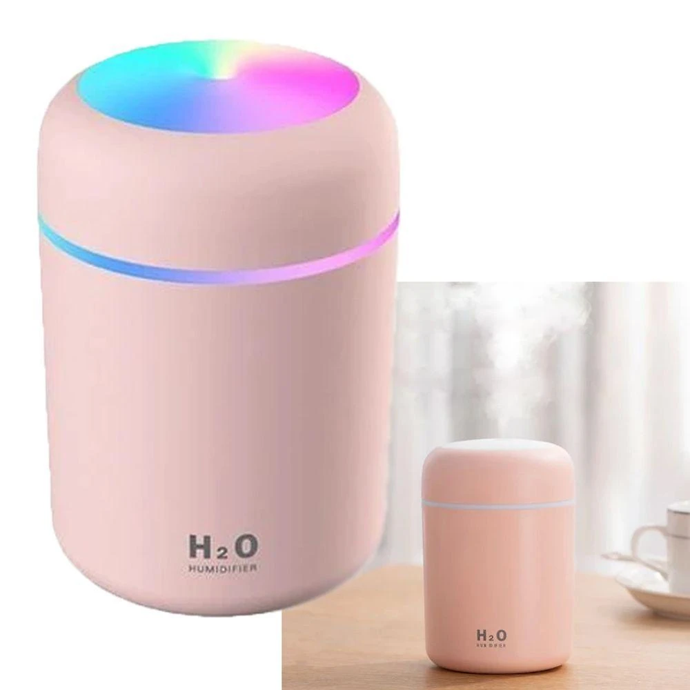 Umidificador H2o Lumen Difusor Usb 300ml Led Rosa