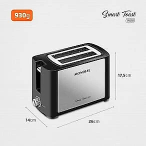 Torradeira Smart Toast Mondial T-13 com 6 opções de tostagem – Preto/Inox 110V
