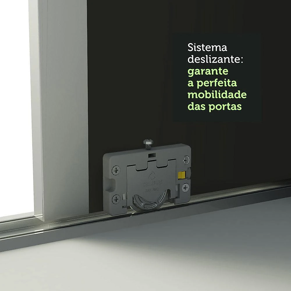 Guarda roupa casal 100% mdf madesa royale 3 portas de correr - branco/branco/preto