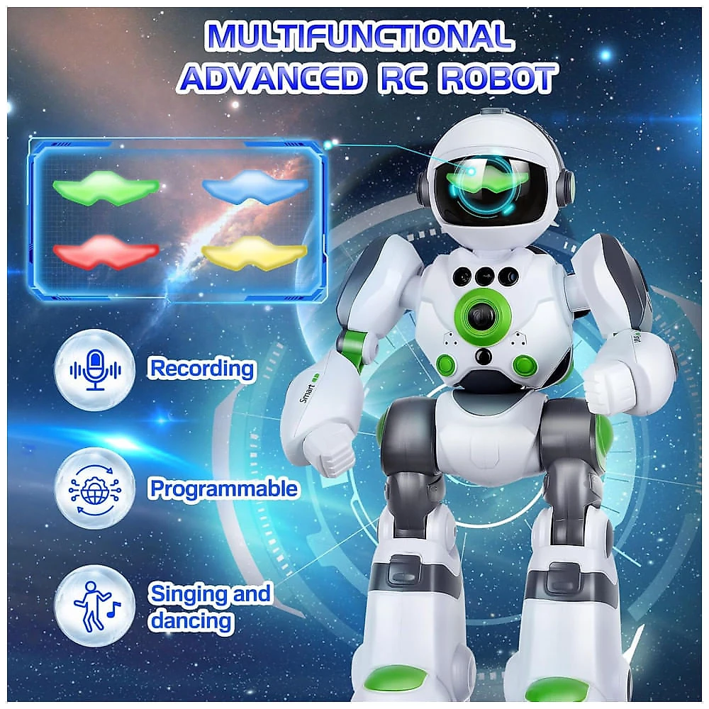 Robô Programável Preto e Prateado – Zreswap Robot Toys: Programmable Dancing Robot com Controle Remoto, Gravação de Voz e Controle por Gestos