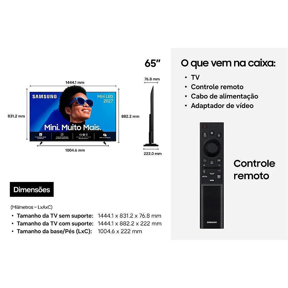 Smart TV 65" Samsung Mini LED Vision AI 4K - M75H (2027) Smart TV 65" Samsung Mini LED Vision AI 4K - M75H (2026)