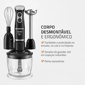 Mixer Mondial Turbo 3 em 1 Inox M-18-BI 500W Função Turbo 110V