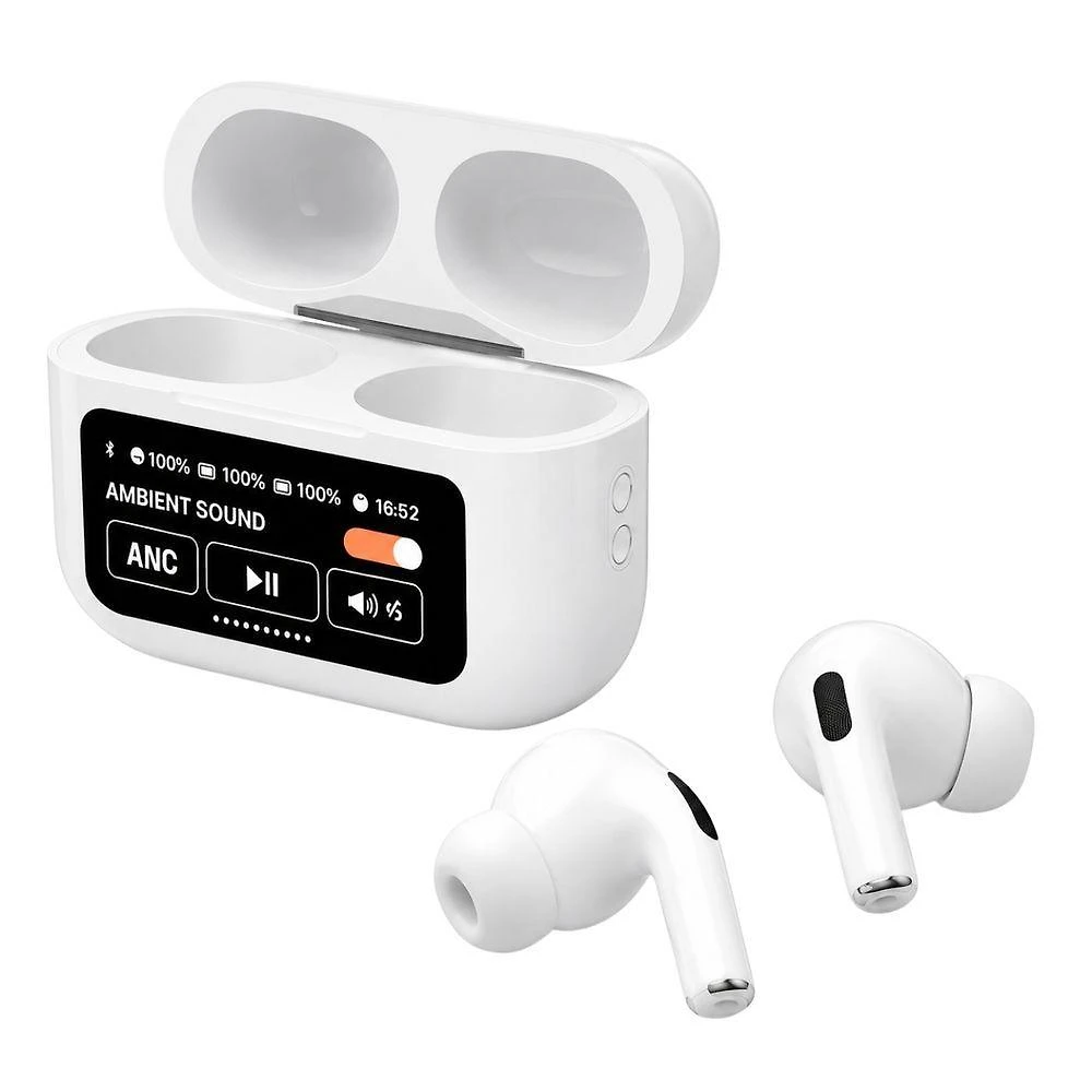 Fone de Ouvido sem Fio MDM Bass Booster com Bluetooth 5.3 e Visor de Bateria Branco