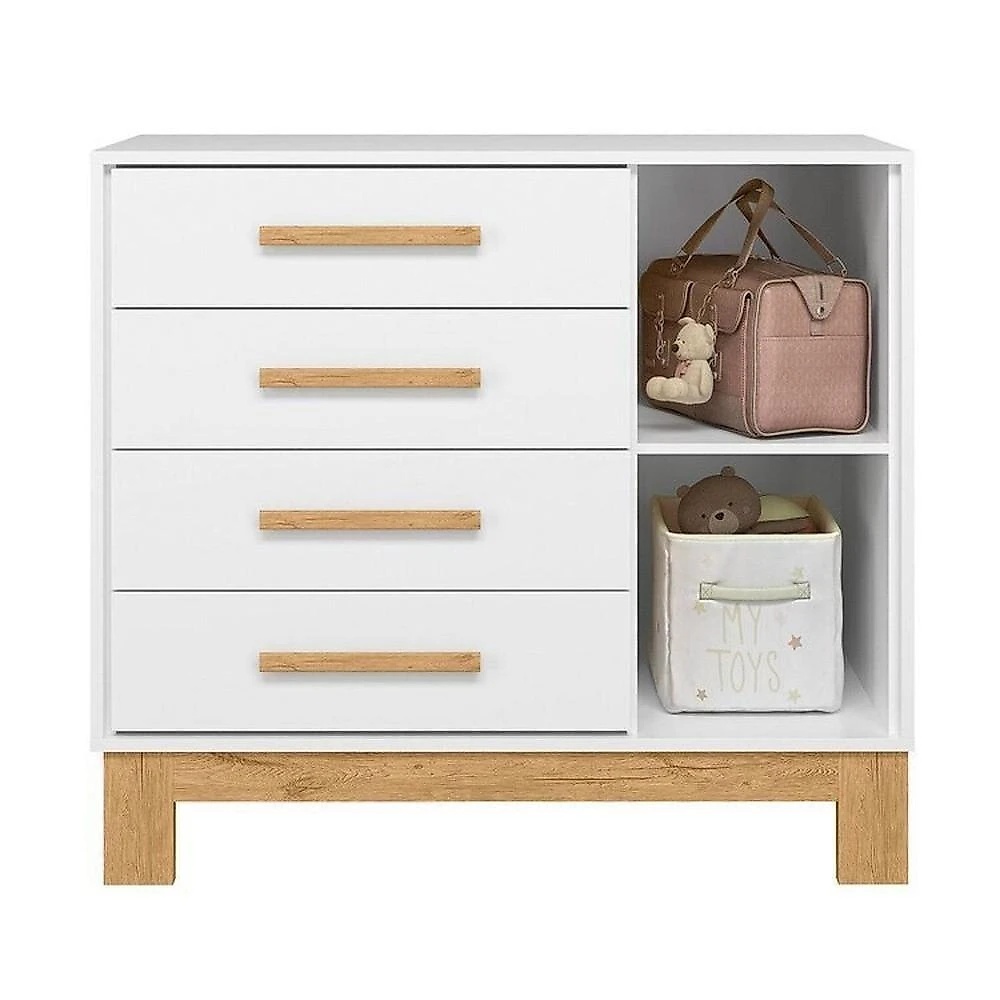 Quarto para Bebê Completo com Guarda-roupa, Berço e Cômoda Slim Branco Acetinado