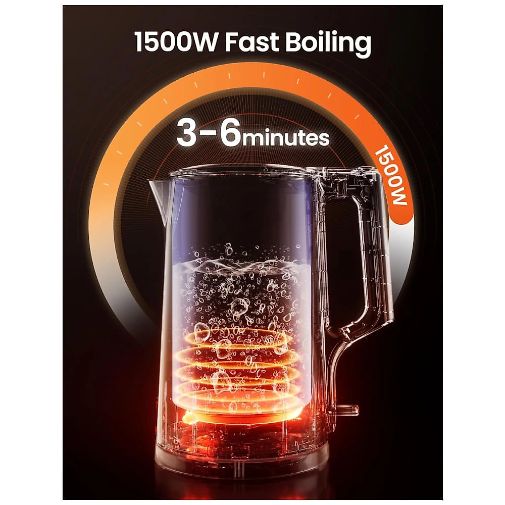 Chaleira Elétrica Dupla COMFEE 1,7L em Aço Inox 100%, 1500W - Fervura Rápida, Desligamento Automático - Design Dupla Camada