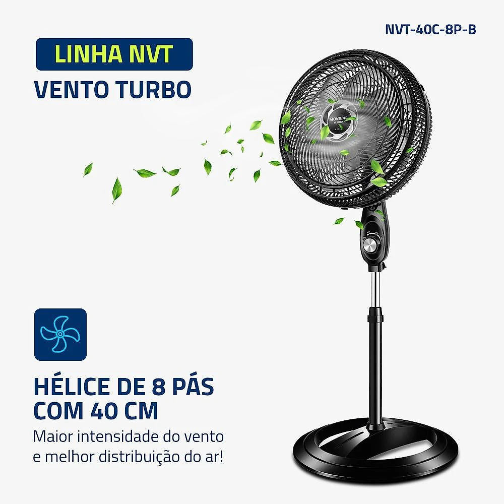 Ventilador de Coluna 40cm NVT40C-B 8 Pás Mondial 127V