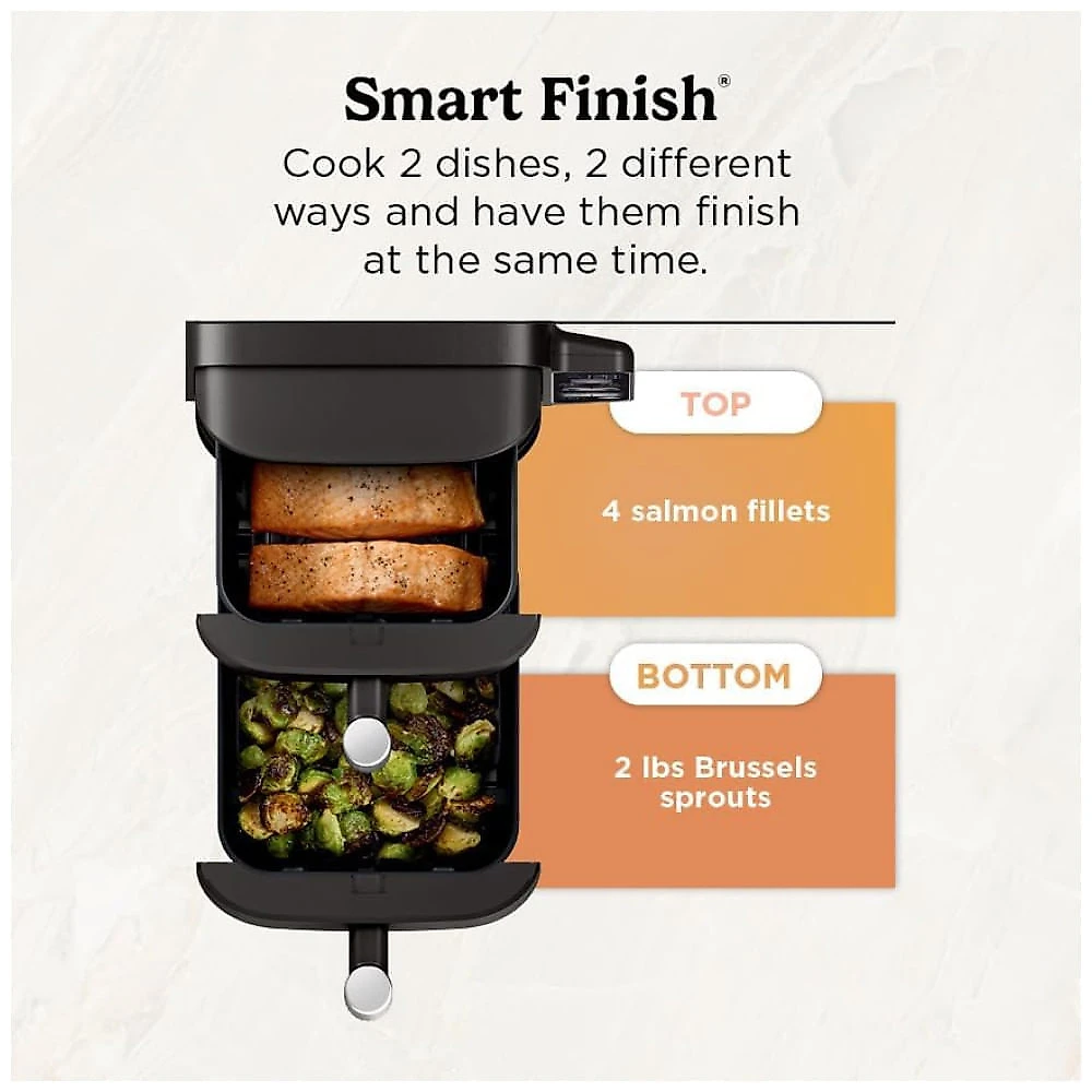 Fritadeira de Ar Air Fryer Dupla 7,5 Litros com Tecnologia DoubleStack Cozinha 4 Alimentos Simultaneamente, 110V 1690W, Ninja SL201, Preta