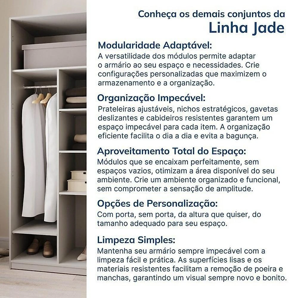 Guarda-roupa Modulado de Canto 10 Peças 18 Portas Jade CabeCasa MadeiraOriginals Guarda-roupa Modulado de Canto 10 Peças 18 Portas Jade Cabecasa Madeiramadeira Branco Fosco