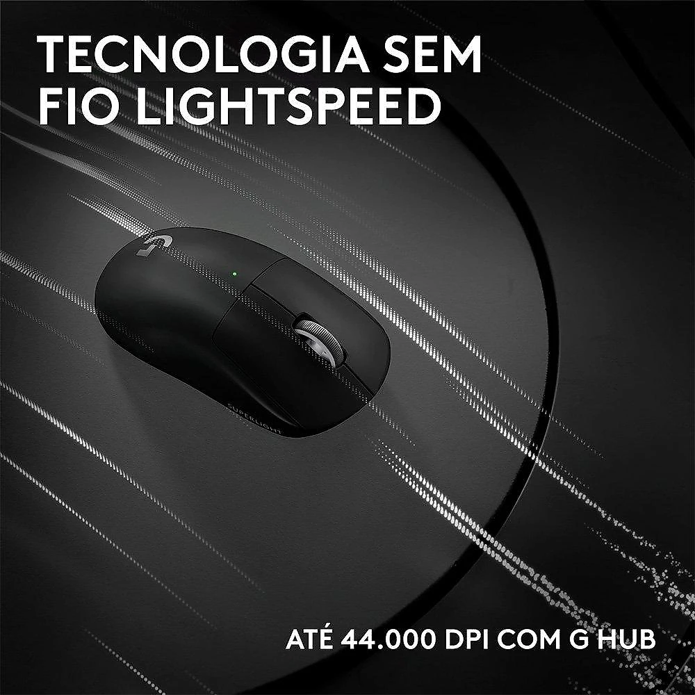 Mouse Gamer Sem Fio Logitech G PRO X SUPERLIGHT 2c, 5 botões, 44000 DPI, Atualização de até 8 kHz, PC e Mac, Preto - 910-007530