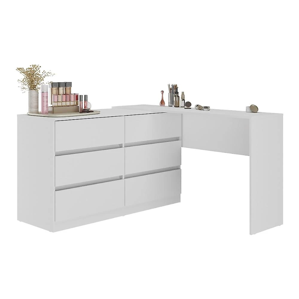 Miniatura Penteadeira de Canto 120cm 6 Gavetas Flex Multimóveis MP4404 Branco