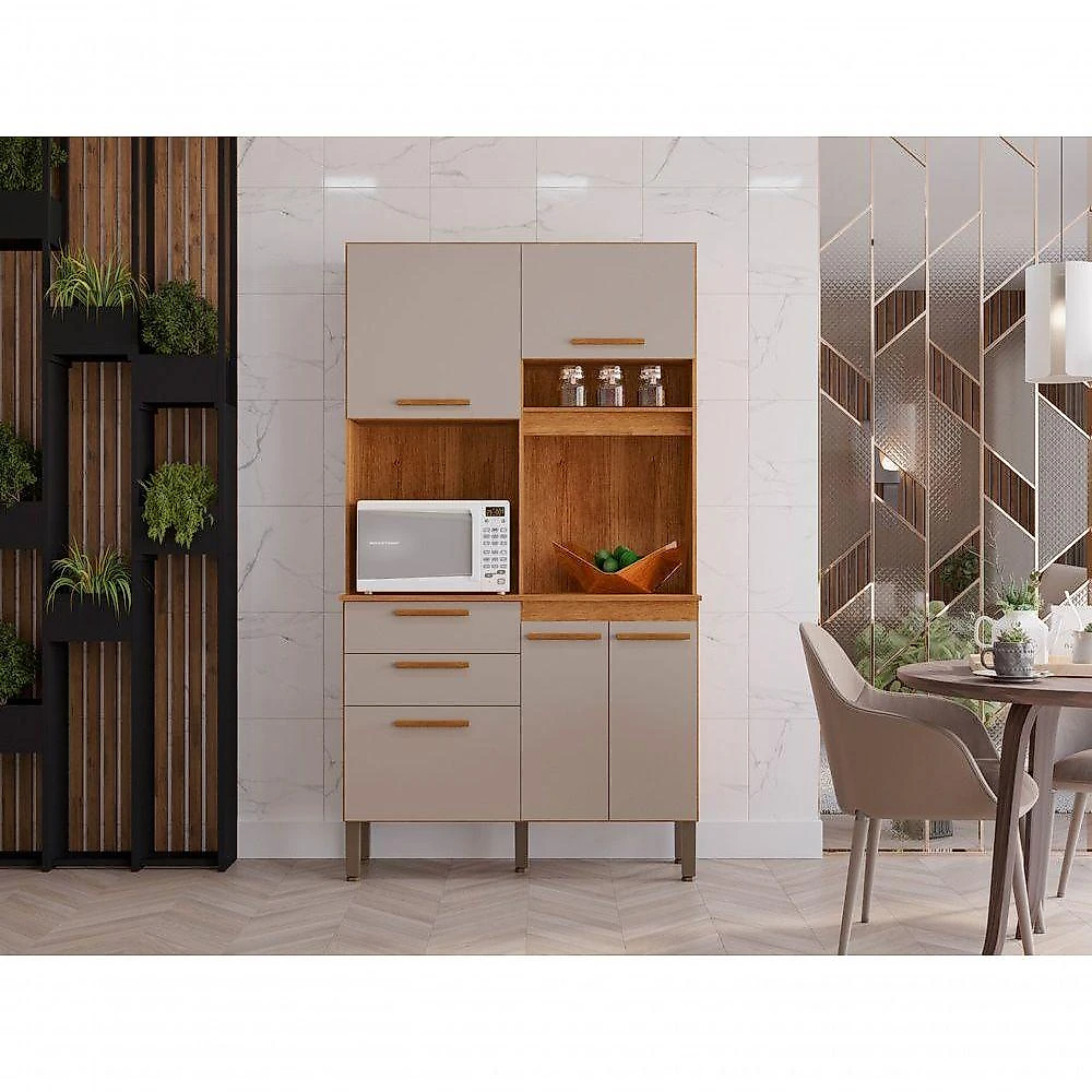 Armário De Cozinha 5 Portas 2 Gavetas Dubai Salleto Cinamomo-off White