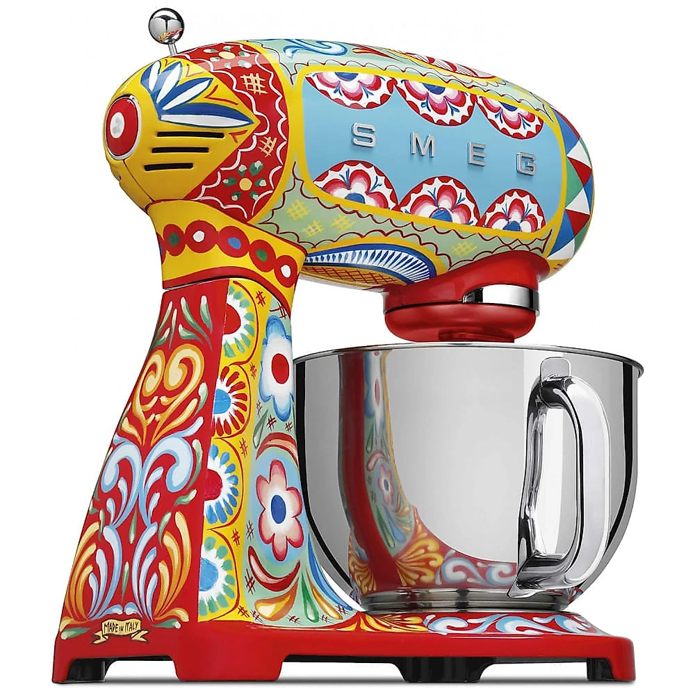 Batedeira planetária 4,8L Smeg Dolce & Gabbana Sicily Is My Love retrô com 10 velocidades e tigela inox, 600W, 110V