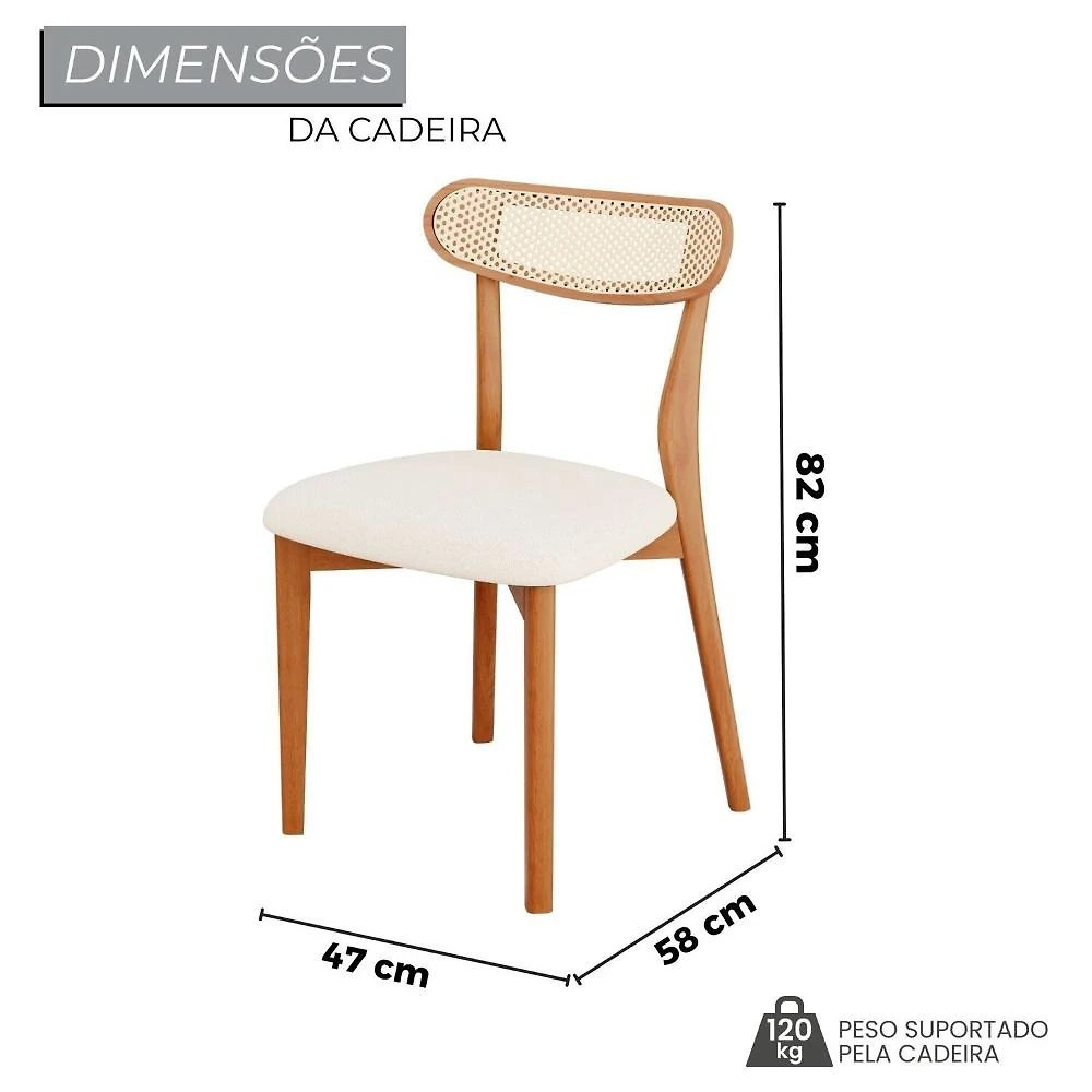 Miniatura Conjunto Sala de Jantar Mesa 180x80cm Tampo em Mdf Laminado 6 Cadeiras Ceci Natural