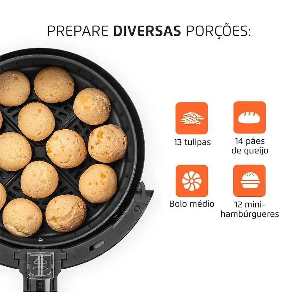 Fritadeira Air Fryer Mondial AF-30-I 3,5L 1500W Preto e Inox 110V