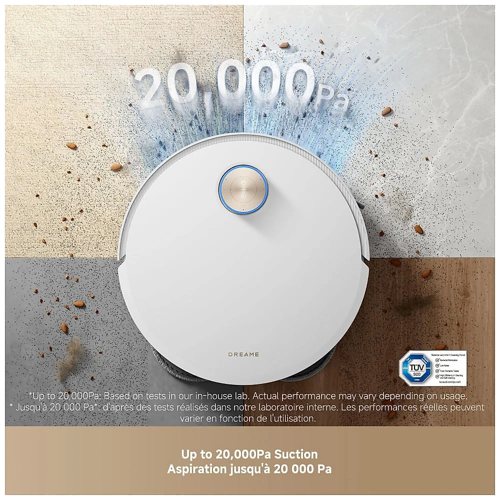 Robô Aspirador e Passa Pano Dreame X50 Ultra Branco 20.000Pa Pernas Retráteis Base Autolimpante
