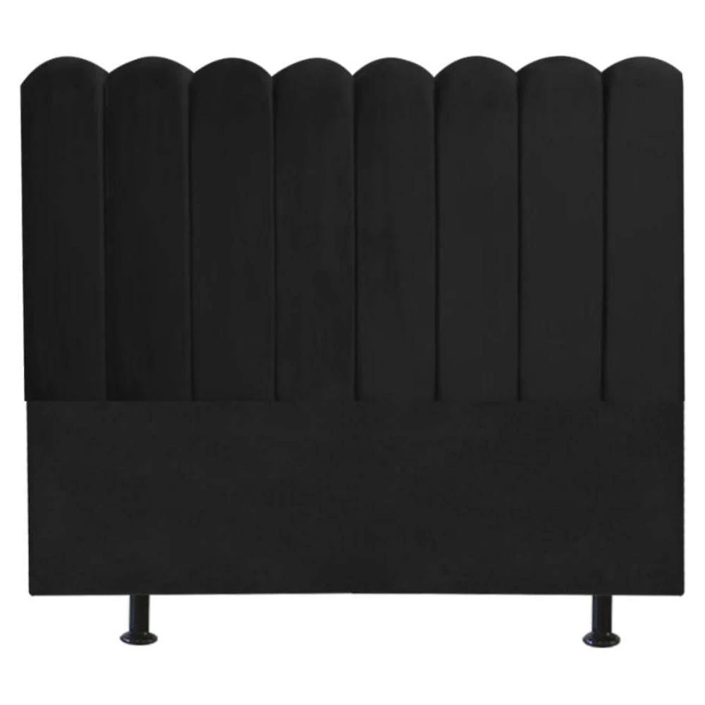 Cabeceira Estofada Cama Box King 195 Cm Maitê Suede Cor:preto