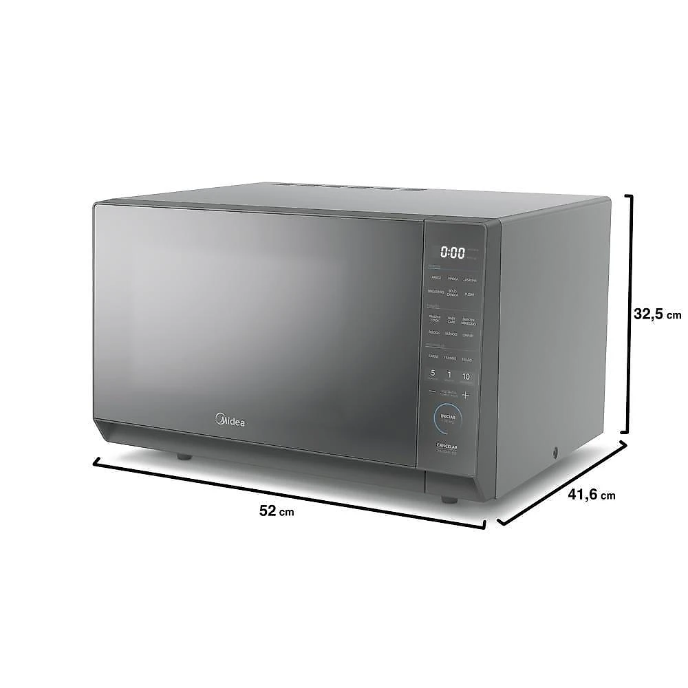Micro-ondas midea mhp35s mastercook 35l 1450w painel touch smart plate prata espelhado 110