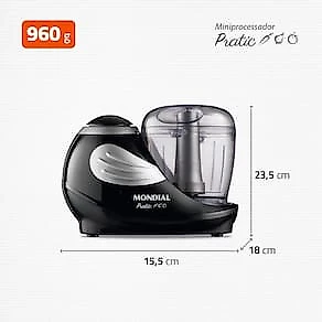 Mini Processador Mondial MP-05-B Preto 150W 310ml Compacto 110V