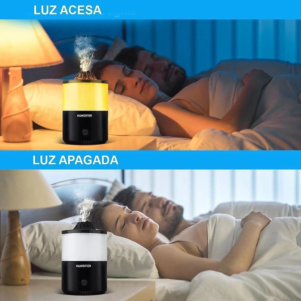 Umidificador Vulcão BSL3890 Leva Pra Casa 0,2L com Aromaterapia e Luz LED Preto 110V