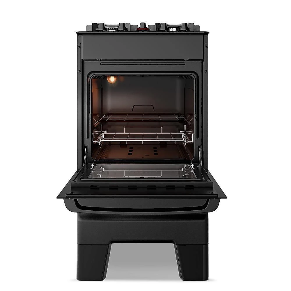 Fogão A Gás Mesa De Vidro Forno 50L Esmaltec Ideal Master Glass Preto 4 Bocas Bivolt