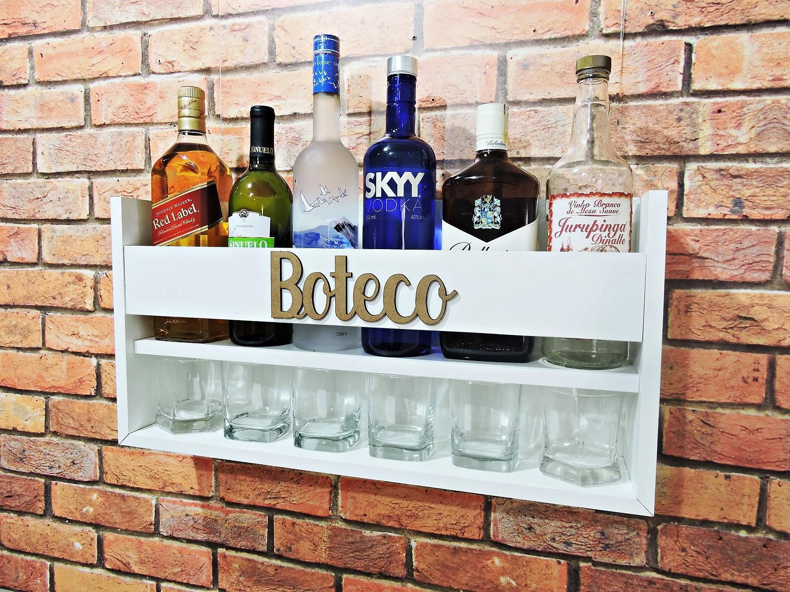 Mini Bar Parede 100% Mdf Alta Qualidade Copos Bebidas Boteco branca - RedSkull - 1