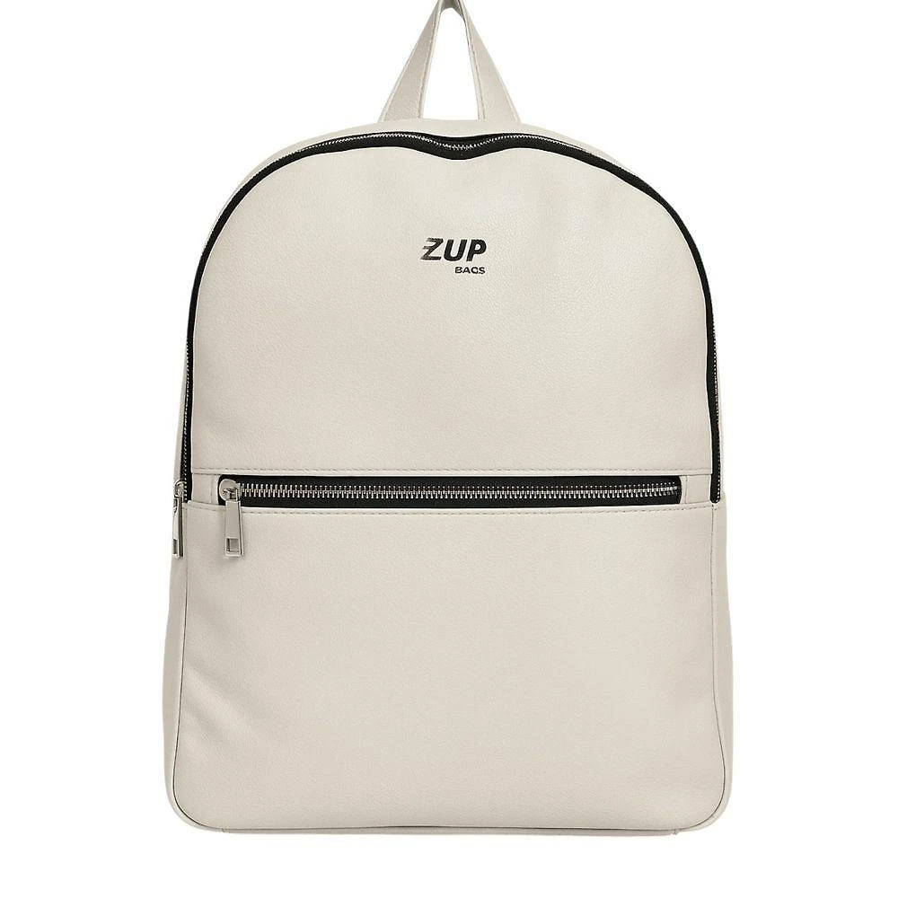 Mochila Zup Bags Zup Couro Legítimo Off White Unissex 40CM