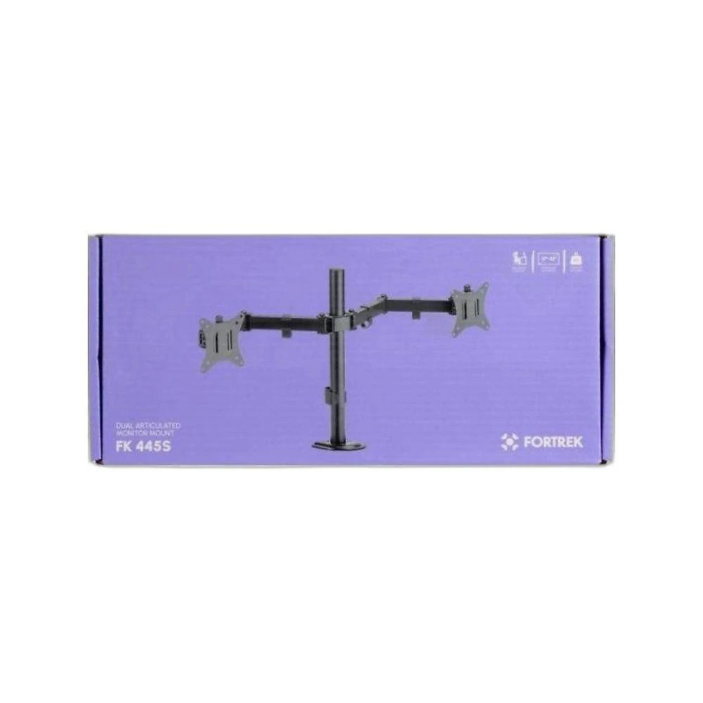Suporte Articulado para Dois Monitores FK 445S com Inclinação e Rotação Preto Fosco Fortrek