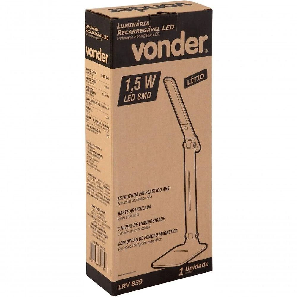 Luminárias Recarregáveis Lrv 839 Vonder
