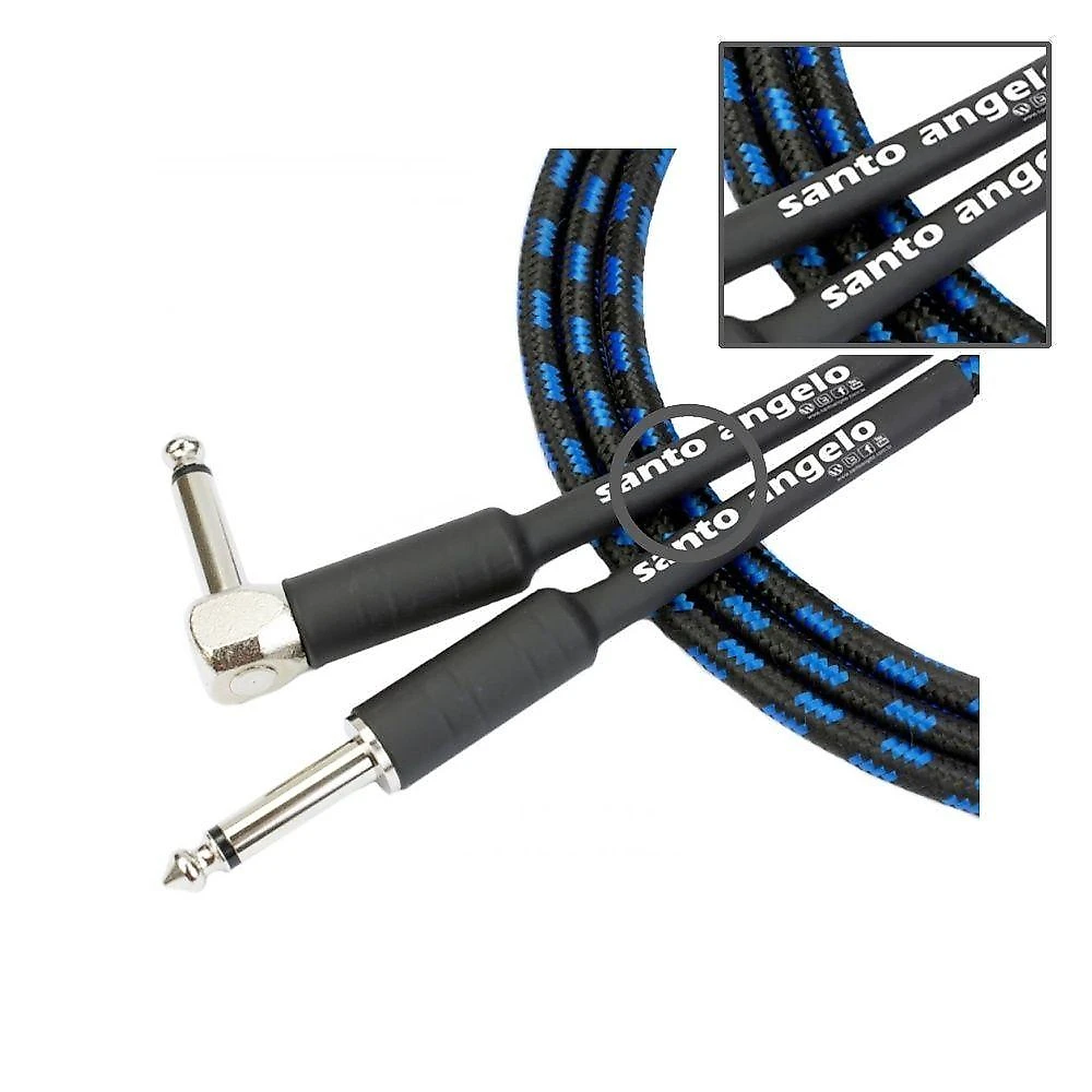 Cabo De Guitarra Santo Angelo Angl Lt Textil 3,05m Preto/azul P10/p10 90 Graus