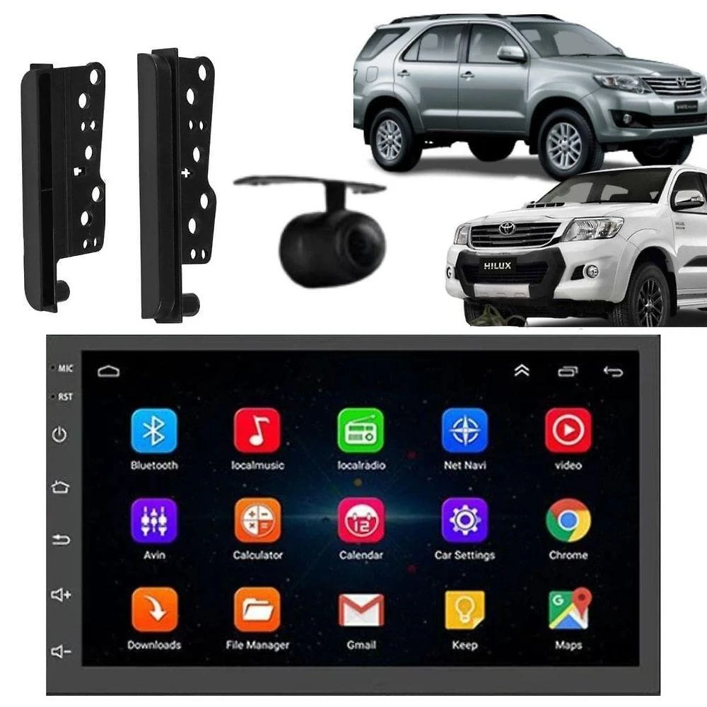 Central Multimídia Android Auto Toyota Hilux SW4 2005 a 2015 7 Touch Screen Bluetooth Wi-Fi USB