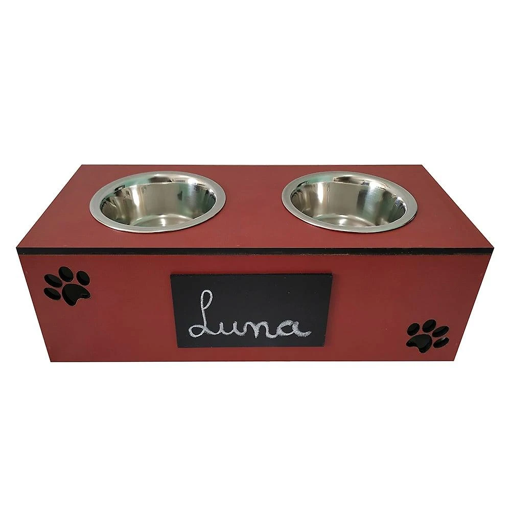Comedouro Lousa Duplo Vermelho para Cães e Gatos - Tam. G