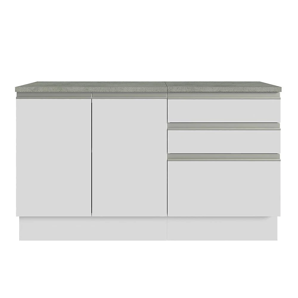 Armário Gabinete para Banheiro 140cm 2 Portas 3 Gavetas Branco Madesa Branco