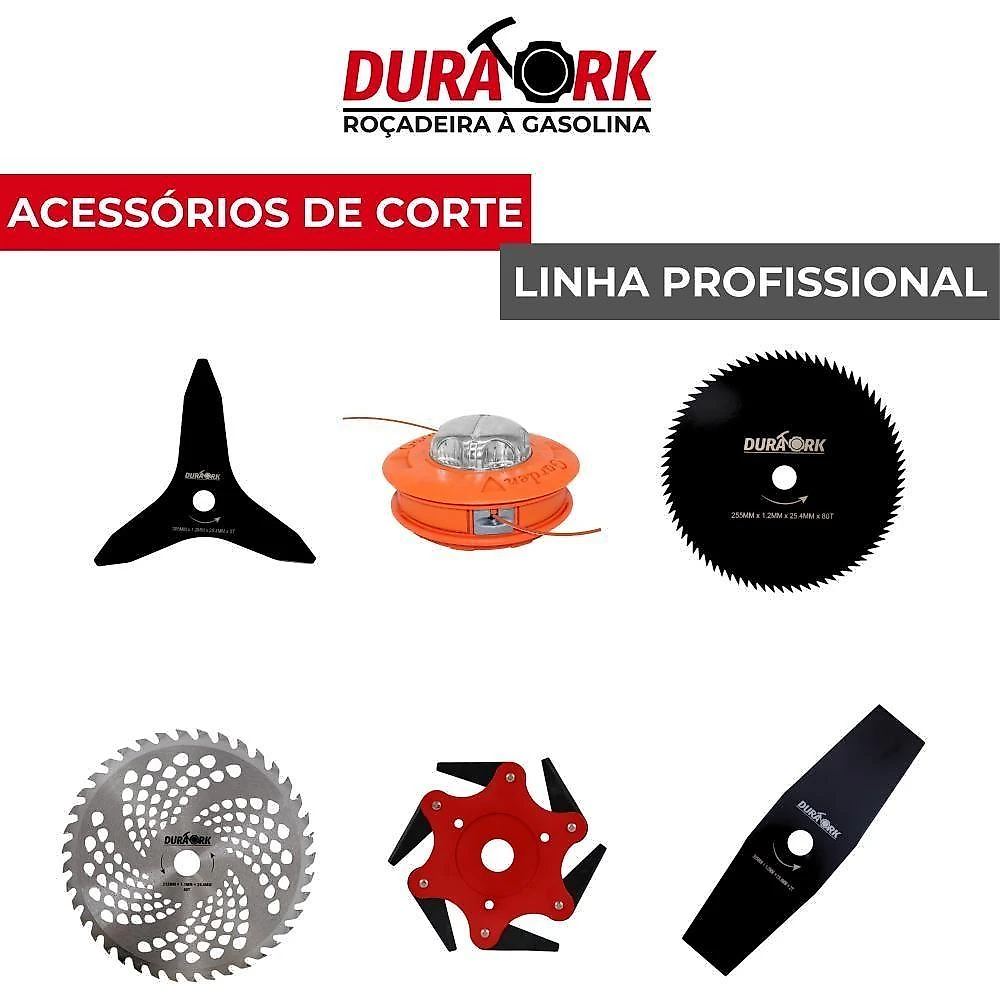 Roçadeira Lateral à Gasolina DR520P5 Profissional 5 em 1 52CC 2,5HP 10500 RPM Bivolt Duratork