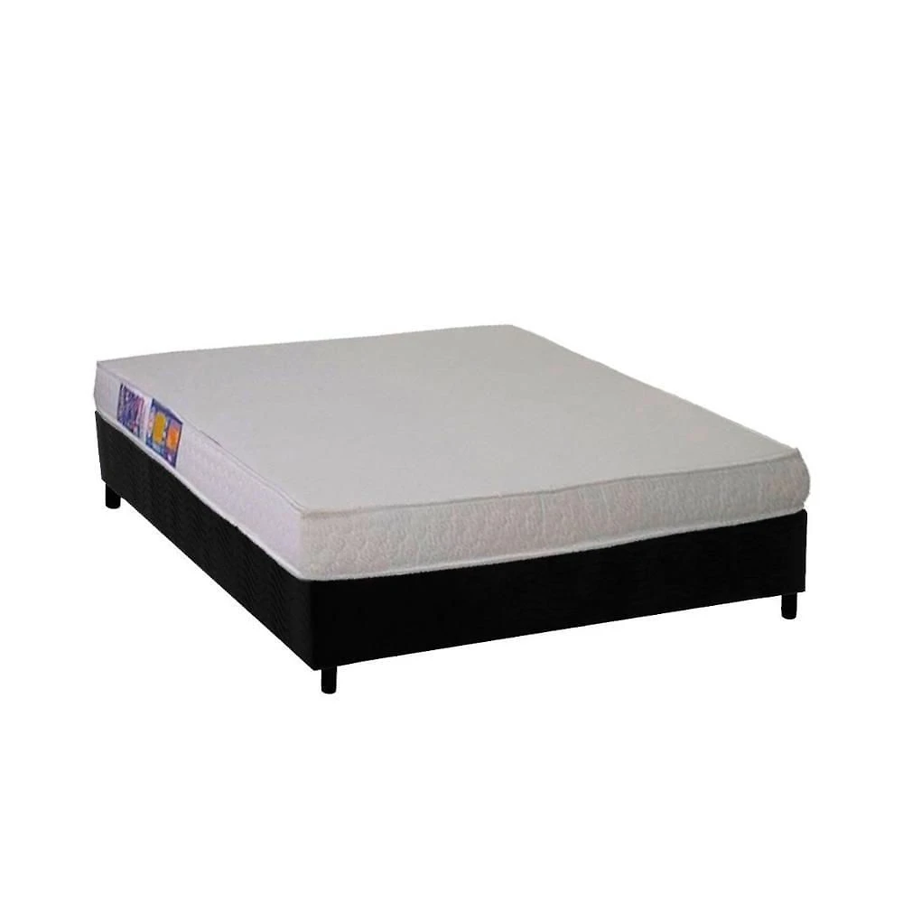 Conjunto Box Viúva: Colchão Espuma Ortobom D23 Light Saúde + Base Crc Suede Black(128x188)