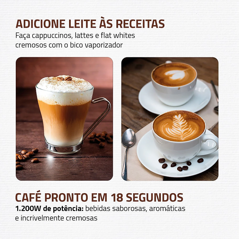 Cafeteira Espresso Dolce Crema 20 Bar Mondial Preto/Inox 1200W - C-21-E-CNP 110