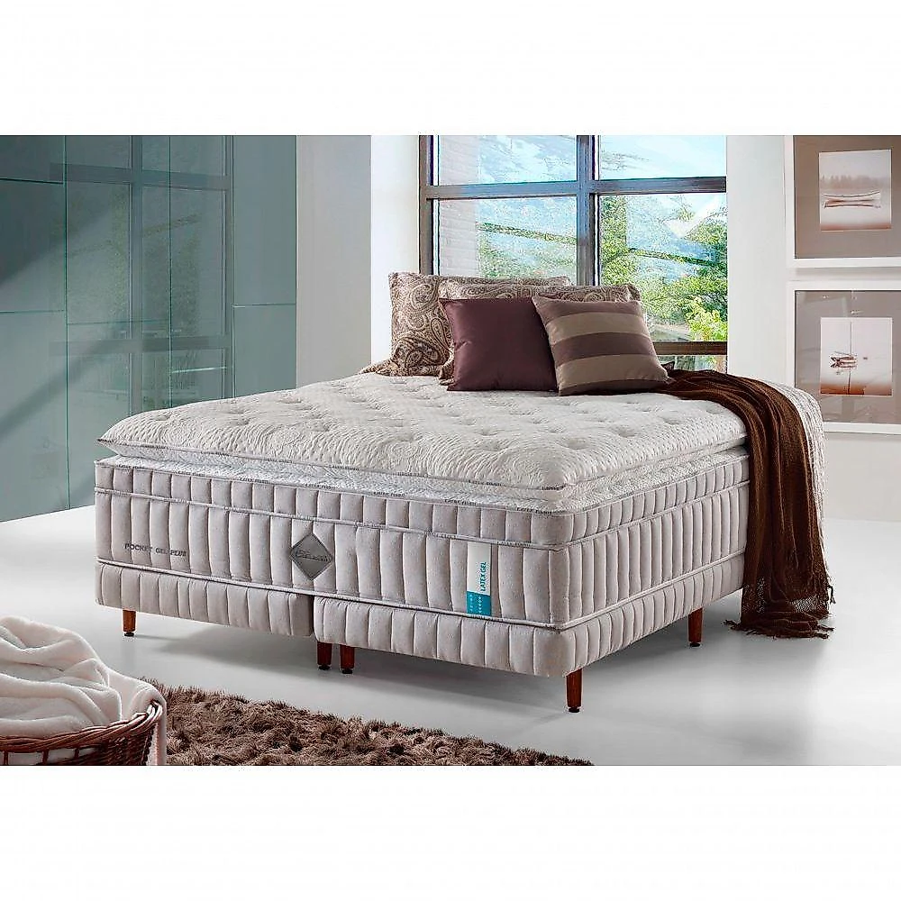 Colchão De Látex Qgel Com Cobre Plus Box Casal 138x188cm