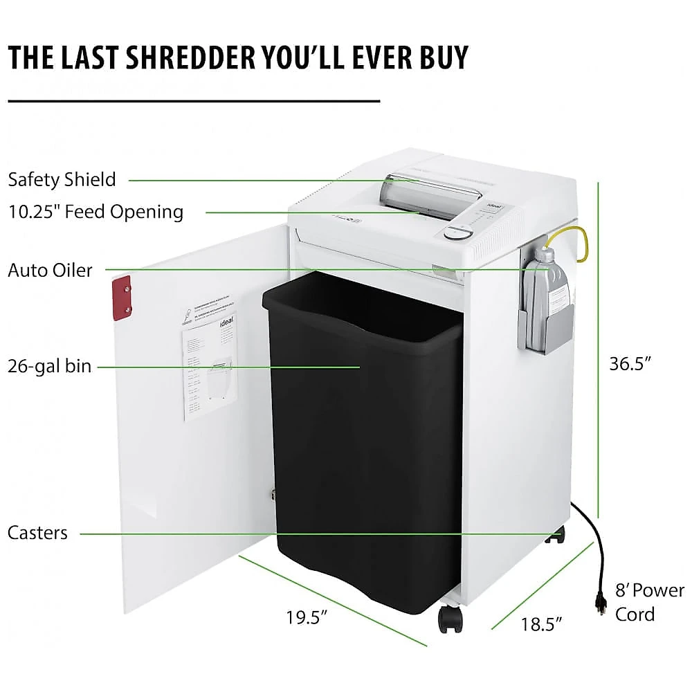 Fragmentadora de Papel e Cartões, 25 Folhas Operação Contínua, 110V, Ideal, Branco