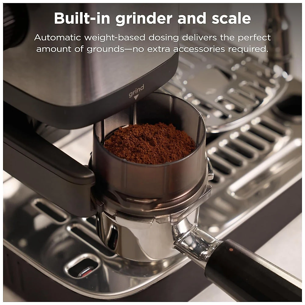 Cafeteira Espresso Ninja Luxe Café Mini ES301 com Moedor e Vaporizador 1650W Aço Inox