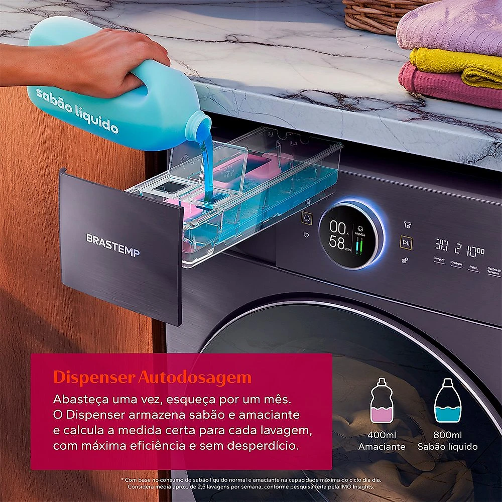 Lava & Seca 14Kg Brastemp B= Smart e Ozônio Clean Midnight Purple com 15 Programas de Lavagem - BNQ14AR 110