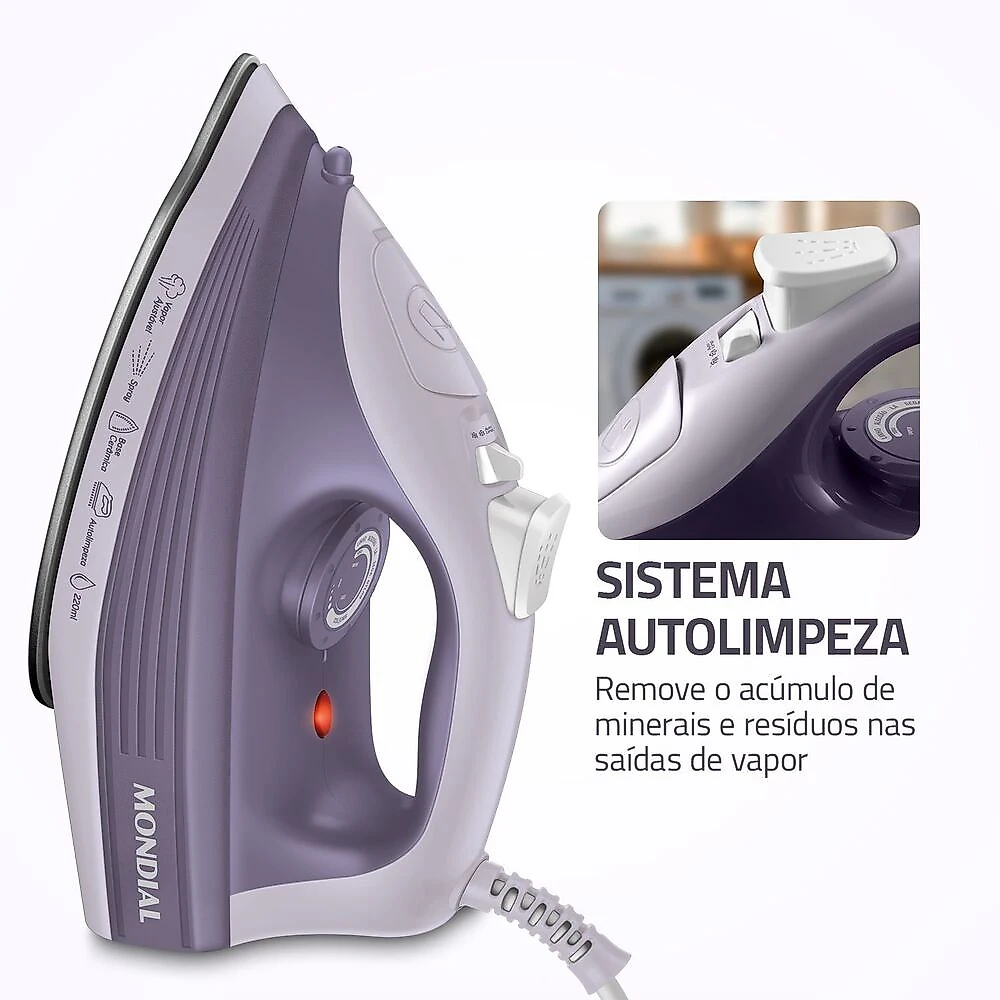 Ferro a Vapor Mondial Lilás 1800W- FVN-02-L 127V